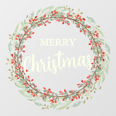 Autocollant Pour Fenêtre Fleur de Noël Wreath Joyeux Noël (Feuille)