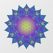 Autocollant Pour Fenêtre Fleur De Vie - Mandala Indien 3 (Feuille)