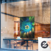 Autocollant Pour Fenêtre Fleur d'Imaginaire lumineux, Fractale Abstraite co (Fenêtre de café)