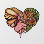 Autocollant Pour Fenêtre Fleur Fée Jardin Fleurs Coeurs Fleurs Fées (Feuille)