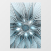 Autocollant Pour Fenêtre Fleur Joyeuse Abstrait gris bleu floral Fractal (Feuille)
