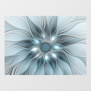 Autocollant Pour Fenêtre Fleur joyeuse abstraite fleur grise bleue fractale