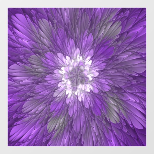 Autocollant Pour Fenêtre Fleur psychédélique violette Abstraite Fractal Art (Feuille)