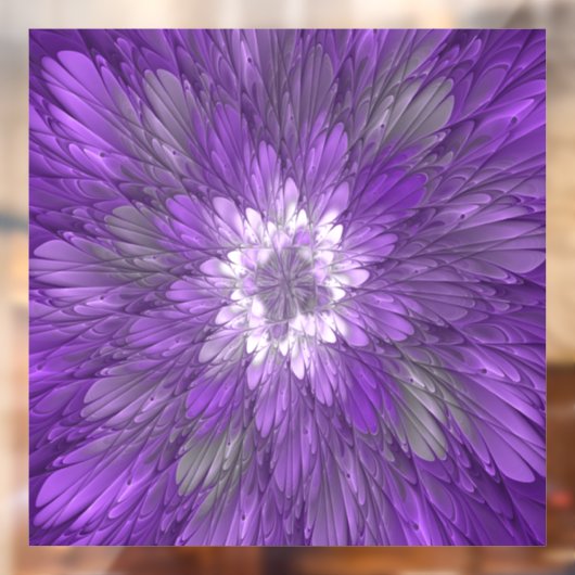 Autocollant Pour Fenêtre Fleur psychédélique violette Abstraite Fractal Art (Feuille 2)