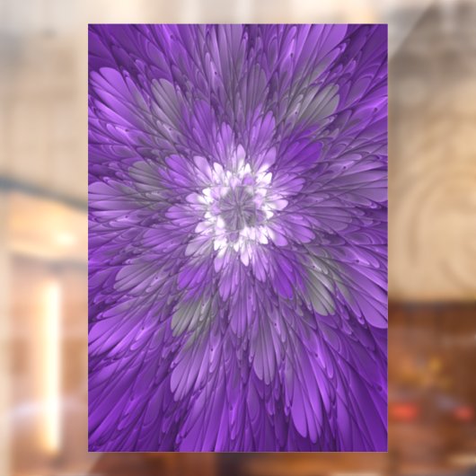 Autocollant Pour Fenêtre Fleur psychédélique violette Abstraite Fractal Art (Feuille 2)