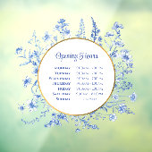 Autocollant Pour Fenêtre Fleur sauvage Bleu Français Heures d'ouverture (Feuille 3)