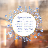 Autocollant Pour Fenêtre Fleur sauvage Bleu Français Heures d'ouverture (Feuille 2)