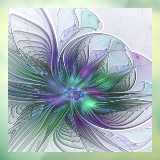 Autocollant Pour Fenêtre Fleur vert violet Art Abstrait moderne Fractal (Feuille 3)