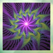 Autocollant Pour Fenêtre Fleuron vert violet Art Abstrait fractal moderne (Feuille 3)