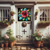 Autocollant Pour Fenêtre Fleurs d'Amaryllis en Whimsical Verre Tiré