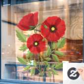 Autocollant Pour Fenêtre Fleurs d'été joyeuses floraison de pavot (Fenêtre de café)