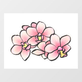 Autocollant Pour Fenêtre Fleurs d'orchidées roses Aquarelle Design