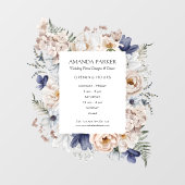 Autocollant Pour Fenêtre Fleurs Florales Bleu Beige Joli Aquarelle Magasin (Feuille)