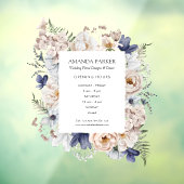 Autocollant Pour Fenêtre Fleurs Florales Bleu Beige Joli Aquarelle Magasin (Feuille 3)