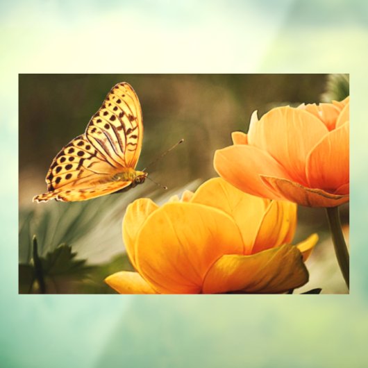 Autocollant Pour Fenêtre Fleurs Jaunes Profondes et Lumineuses avec Papillo (Feuille 3)