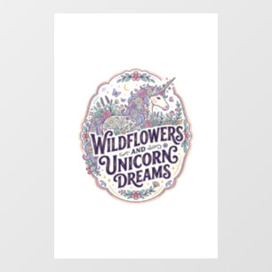 Autocollant Pour Fenêtre Fleurs sauvages de licorne et rêves de licorne POD