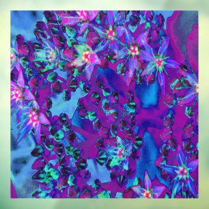 Autocollant Pour Fenêtre Fleurs Succulentes de Sedum en Turquoise, Magenta 