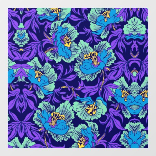 Autocollant Pour Fenêtre Fleurs violettes et bleues William Morris (Feuille)