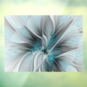 Autocollant Pour Fenêtre Floral Fractal Moderne Fleur Abstrait gris bleu (Feuille 3)