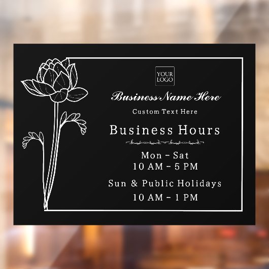 Autocollant Pour Fenêtre Floral Lotus Simple Élégant Affaires Heures d'ouve (Feuille 2)