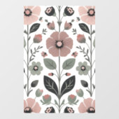 Autocollant Pour Fenêtre Flore folk scandinave - Primroses stylisées (Feuille)