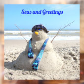 Autocollant Pour Fenêtre Floride Snowman - Plage Sculpture Fenêtre Classer (Feuille 2)