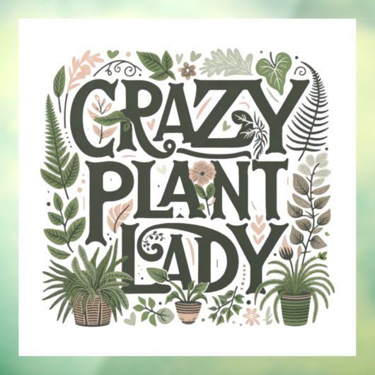 Autocollant Pour Fenêtre Folle dame aux plantes  (Feuille 3)