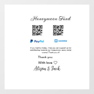 Autocollant Pour Fenêtre Fonds de lune de miel venomo paypal don Q R couple