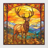 Autocollant Pour Fenêtre Forêt sauvage majestueuse Elk Faux Verre tendu (Feuille)