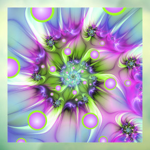 Autocollant Pour Fenêtre Formes arrondies de spirale colorées Art fractal A