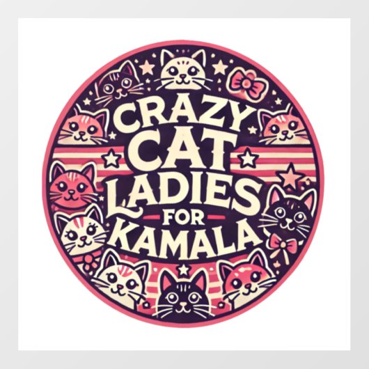 Autocollant Pour Fenêtre Fous les dames de chat pour Kamala ! (Feuille)