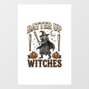 Autocollant Pour Fenêtre Frappez les sorcières Vintage Halloween Baseball D