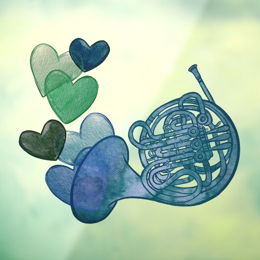 Autocollant Pour Fenêtre French Horn Band Classe de musique (Feuille 3)