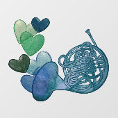 Autocollant Pour Fenêtre French Horn Band Classe de musique (Feuille)