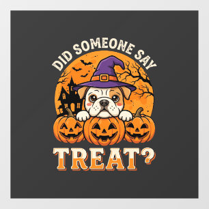 Autocollant Pour Fenêtre Friandise pour chien Halloween Design Bulldog Citr