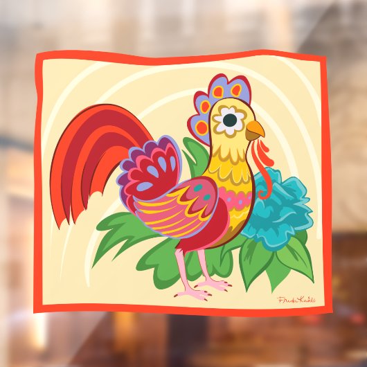 Autocollant Pour Fenêtre Frida Kahlo Chicken Graphic (Feuille 2)