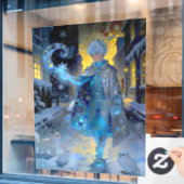 Autocollant Pour Fenêtre Frostmaker of a Moonlit Street – A Winter Portrait (Fenêtre de café)