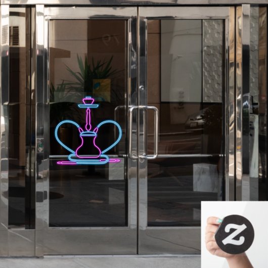 Autocollant Pour Fenêtre Fumer Shop Faux Neon Signboard Hookah Pipe (Porte de bureau)