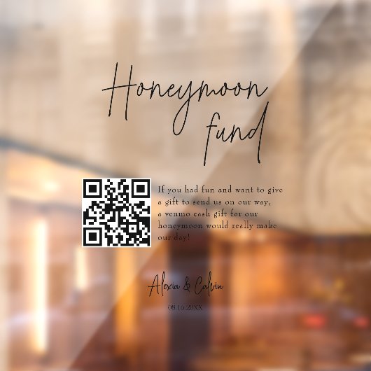 Autocollant Pour Fenêtre Fun de lune de miel | Mariage de code QR de script (Feuille 2)