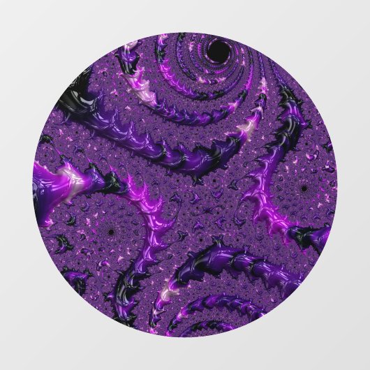 Autocollant Pour Fenêtre Funky Bold Boho Purple Digital Abstrait Fractal (Feuille)