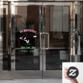 Autocollant Pour Fenêtre Funny Border Collie chien en course dessin animé (Porte de bureau)