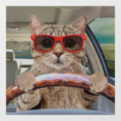 Autocollant Pour Fenêtre Funny Chat voiture de conduite ombre 12" x 12" (Feuille)