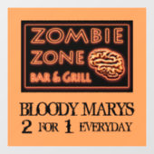 Autocollant Pour Fenêtre Funny Halloween Zombie Zone Bloody Marys (Feuille)