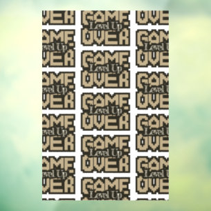 Autocollant Pour Fenêtre Game Over, Level Up : Aventure rétro en sandbox pi