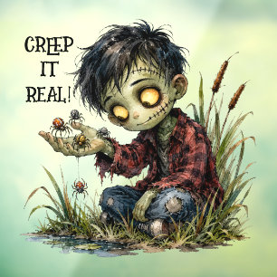 Autocollant Pour Fenêtre Garçon zombie mignon Créez-le Réel Halloween