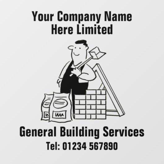 Autocollant Pour Fenêtre General Builder ou Building Services Company (Feuille)