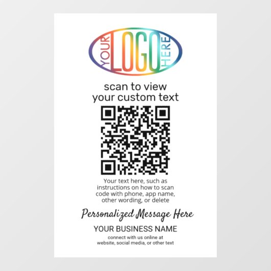 Autocollant Pour Fenêtre Générateur de code QR & Logo d'entreprise Moderne  (Feuille)