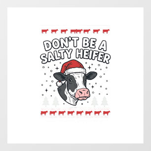 Autocollant Pour Fenêtre Génie de Noël Vache Drôle Gravure Vintage