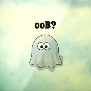 Autocollant Pour Fenêtre Ghost Confus Dit "Oob ?" Drôle dessin d'Halloween