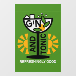 Autocollant Pour Fenêtre Gin vintage Et Art Tonique